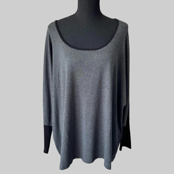 KOKOMARINA BY ANTOINE COELENBIER GREY BLACK  DRAPED JERSEY SWEATER LAGENLOOK - Picture 1 of 15